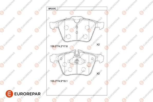 EUROREPAR 1681289480 - Тормозные колодки, дисковые, комплект unicars.by