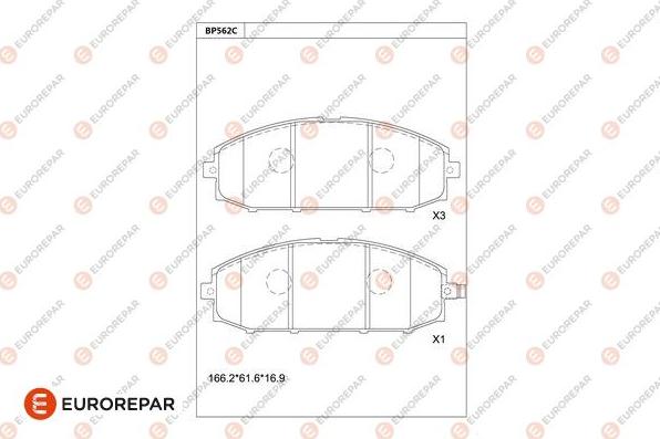 EUROREPAR 1681284880 - Тормозные колодки, дисковые, комплект unicars.by