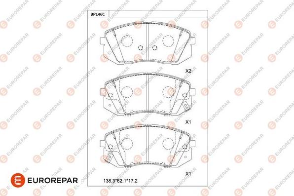 EUROREPAR 1681283480 - Тормозные колодки, дисковые, комплект unicars.by