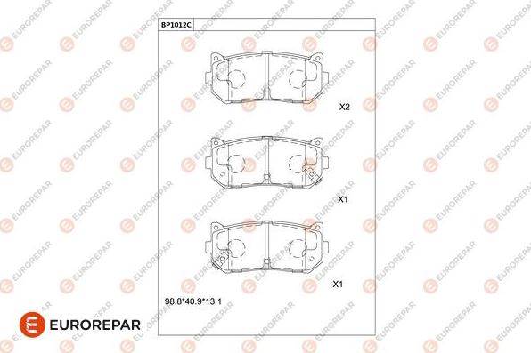 EUROREPAR 1681282080 - Тормозные колодки, дисковые, комплект unicars.by