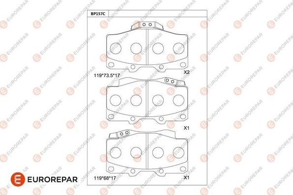 EUROREPAR 1681236780 - Тормозные колодки, дисковые, комплект unicars.by