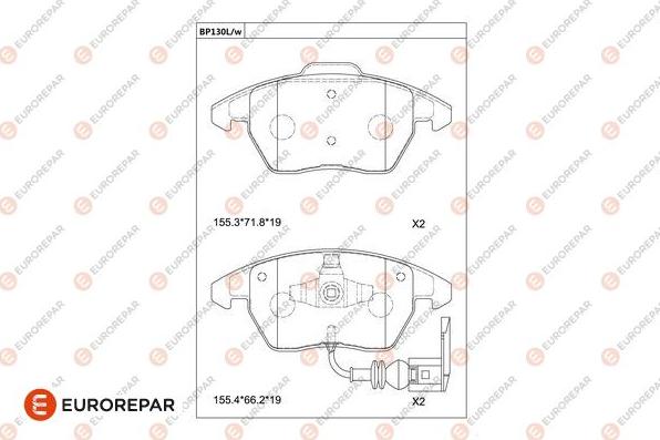 EUROREPAR 1681230680 - Тормозные колодки, дисковые, комплект unicars.by