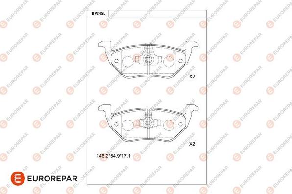 EUROREPAR 1681232280 - Тормозные колодки, дисковые, комплект unicars.by