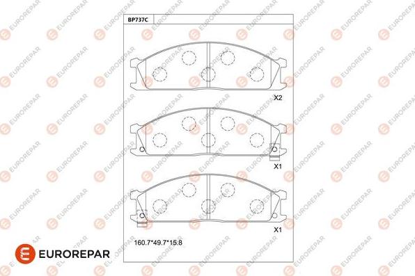 EUROREPAR 1681237180 - Тормозные колодки, дисковые, комплект unicars.by