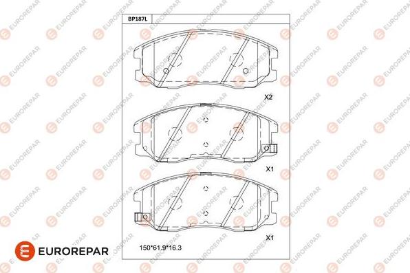 EUROREPAR 1681224480 - Тормозные колодки, дисковые, комплект unicars.by