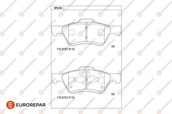 EUROREPAR 1681226280 - Тормозные колодки, дисковые, комплект unicars.by