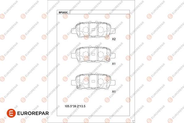 EUROREPAR 1681223380 - Тормозные колодки, дисковые, комплект unicars.by