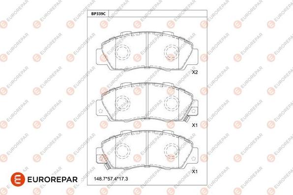 EUROREPAR 1681274980 - Тормозные колодки, дисковые, комплект unicars.by