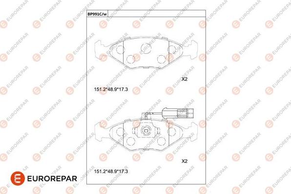 EUROREPAR 1681274580 - Тормозные колодки, дисковые, комплект unicars.by