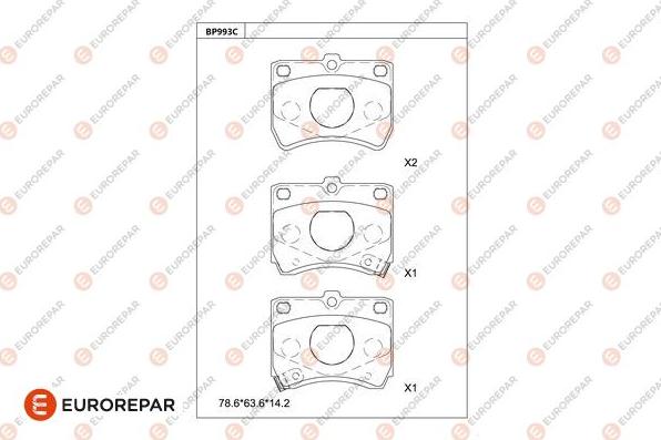 EUROREPAR 1681275280 - Тормозные колодки, дисковые, комплект unicars.by