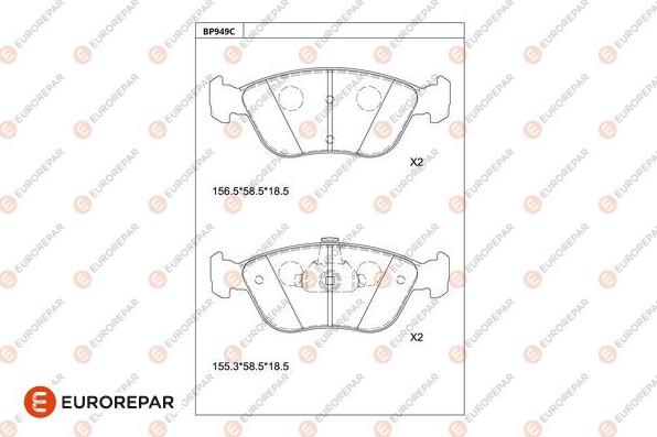 EUROREPAR 1681276880 - Тормозные колодки, дисковые, комплект unicars.by