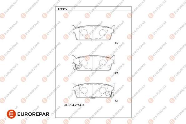 EUROREPAR 1681272380 - Тормозные колодки, дисковые, комплект unicars.by