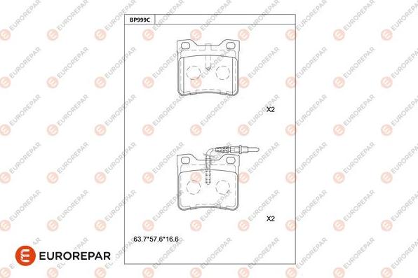 EUROREPAR 1681277280 - Тормозные колодки, дисковые, комплект unicars.by