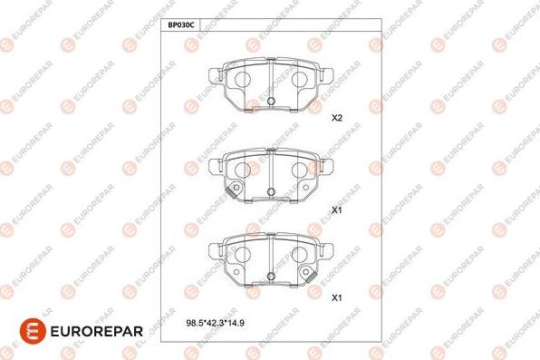 EUROREPAR 1677812480 - Тормозные колодки, дисковые, комплект unicars.by