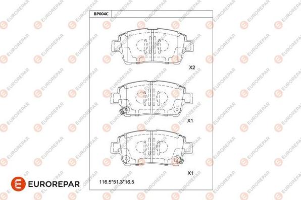 EUROREPAR 1677812380 - Тормозные колодки, дисковые, комплект unicars.by