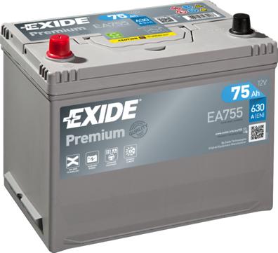 Exide EA755 - Стартерная аккумуляторная батарея, АКБ unicars.by