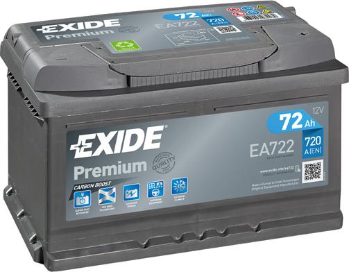 Exide EA722 - Стартерная аккумуляторная батарея, АКБ unicars.by