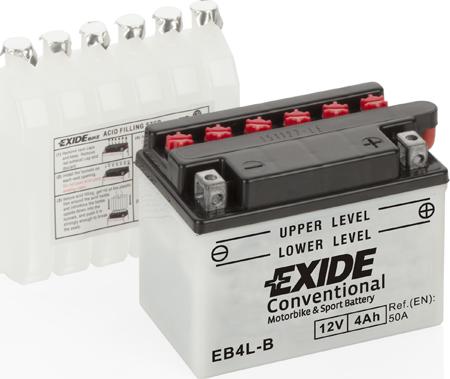 Exide EB4L-B - Стартерная аккумуляторная батарея, АКБ unicars.by