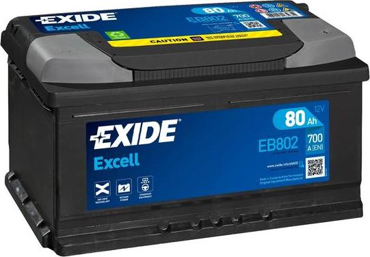 Exide EB802 - Стартерная аккумуляторная батарея, АКБ unicars.by