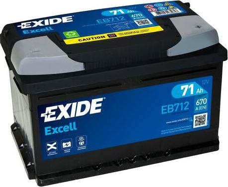 Exide EB712 - Стартерная аккумуляторная батарея, АКБ unicars.by