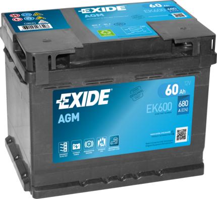 Exide EK600 - Стартерная аккумуляторная батарея, АКБ unicars.by