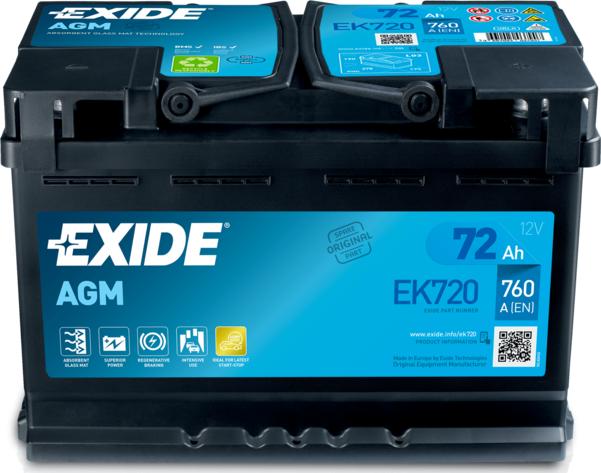 Exide EK720 - Стартерная аккумуляторная батарея, АКБ unicars.by