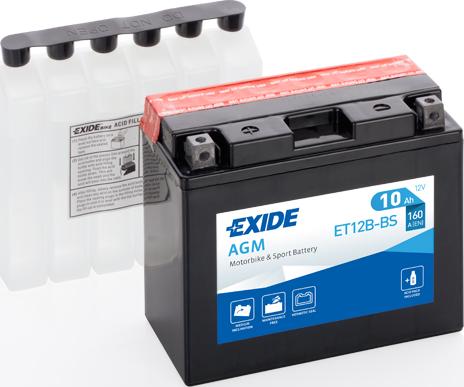 Exide ET12B-BS - Стартерная аккумуляторная батарея, АКБ unicars.by