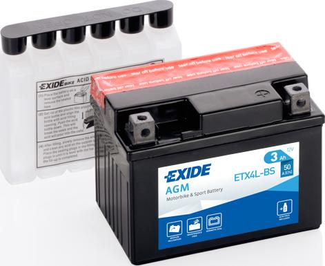 Exide ETX4L-BS - Стартерная аккумуляторная батарея, АКБ unicars.by