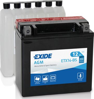 Exide ETX14-BS - Стартерная аккумуляторная батарея, АКБ unicars.by