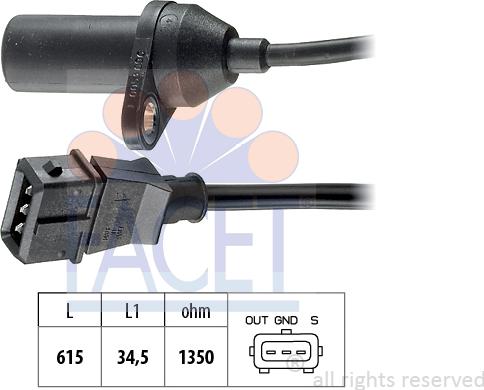 FACET 9.0053 - Датчик импульсов, коленвал unicars.by