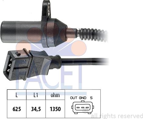 FACET 9.0285 - Датчик импульсов, коленвал unicars.by