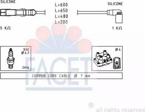 FACET 4.9484 - Комплект проводов зажигания unicars.by