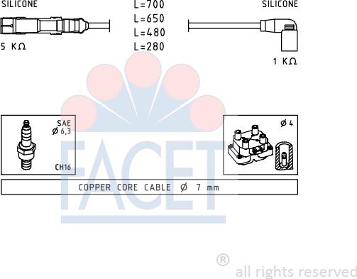 FACET 4.9479 - Комплект проводов зажигания unicars.by