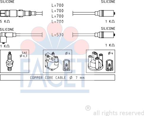 FACET 4.9551 - Комплект проводов зажигания unicars.by