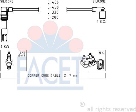 FACET 4.9575 - Комплект проводов зажигания unicars.by