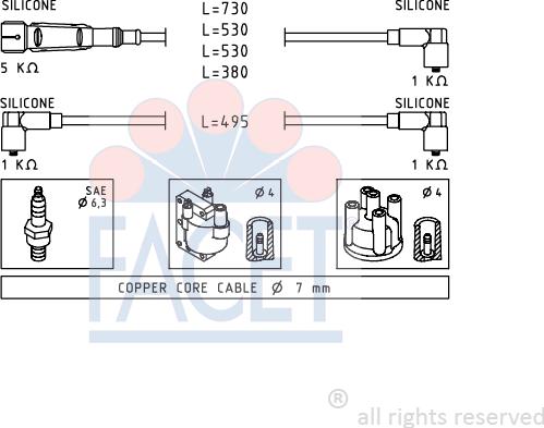 FACET 4.9640 - Комплект проводов зажигания unicars.by