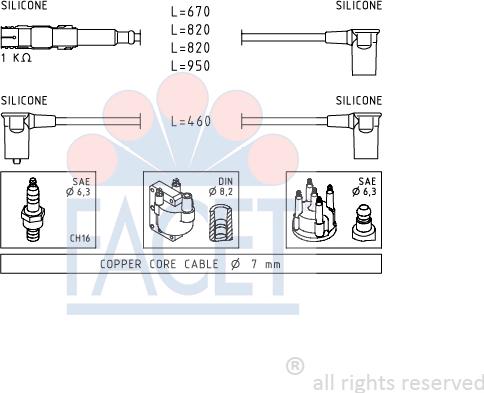 FACET 4.9654 - Комплект проводов зажигания unicars.by