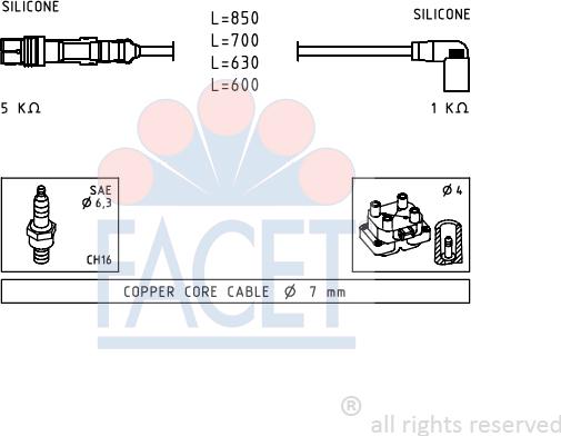 FACET 4.9601 - Комплект проводов зажигания unicars.by