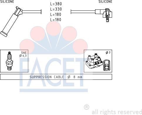 FACET 4.9619 - Комплект проводов зажигания unicars.by