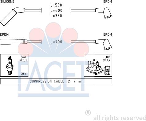 FACET 4.9823 - Комплект проводов зажигания unicars.by