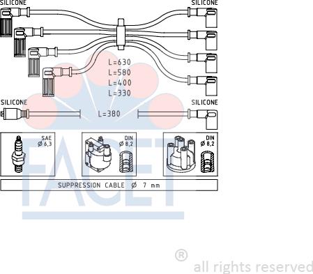 FACET 4.8808 - Комплект проводов зажигания unicars.by