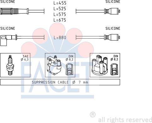 FACET 4.8398 - Комплект проводов зажигания unicars.by