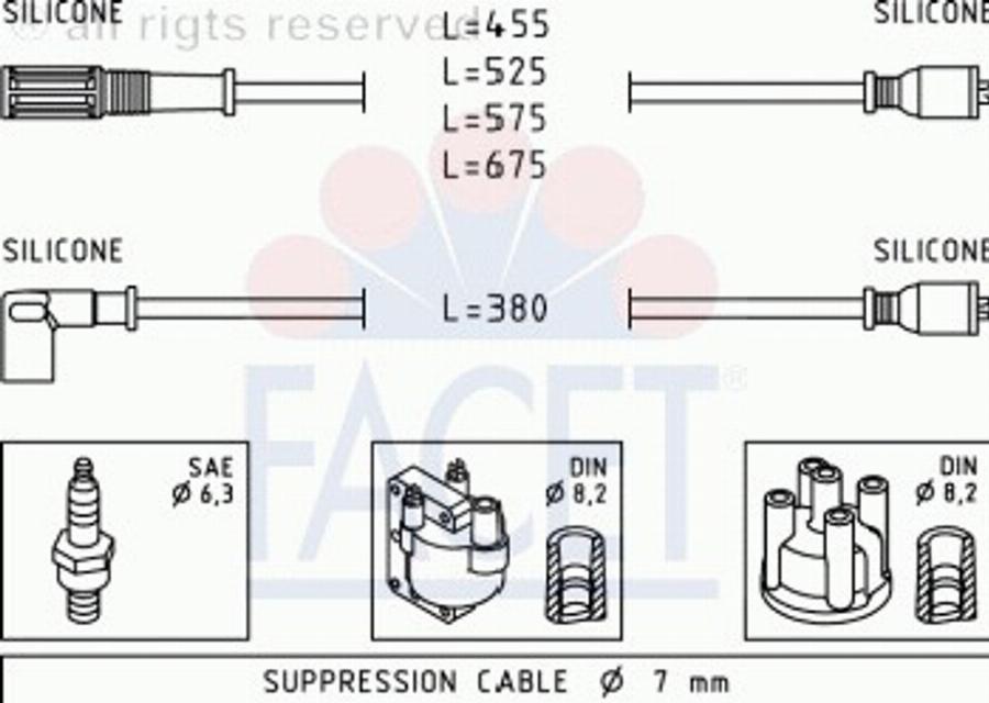 FACET 4.8366 - Комплект проводов зажигания unicars.by