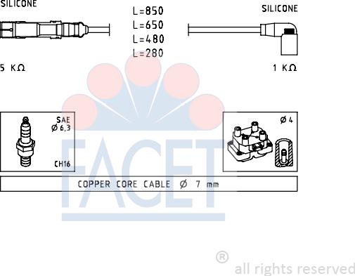 FACET 4.7223 - Комплект проводов зажигания unicars.by