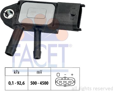 FACET 10.3292 - Датчик, давление выхлопных газов unicars.by