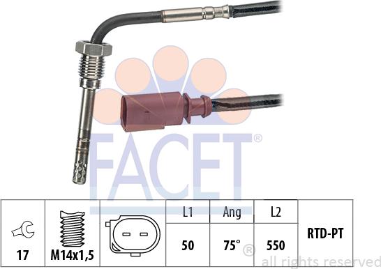 FACET 22.0018 - Датчик, температура выхлопных газов unicars.by