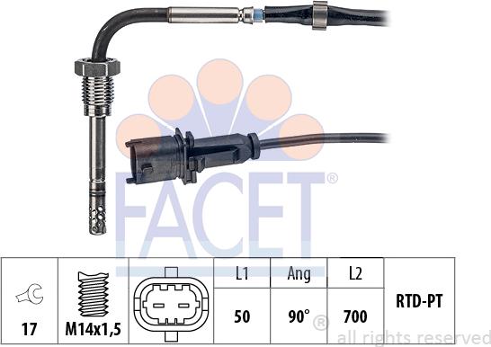 FACET 22.0169 - Датчик, температура выхлопных газов unicars.by