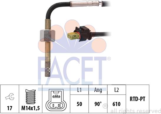 FACET 22.0338 - Датчик, температура выхлопных газов unicars.by