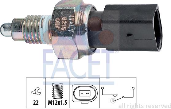 FACET 7.6215 - Датчик, переключатель, фара заднего хода unicars.by