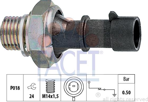 FACET 7.0069 - Датчик, давление масла unicars.by